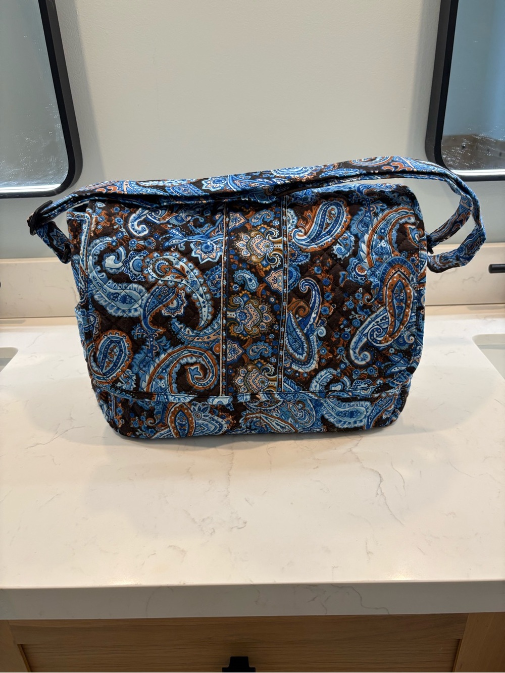 Vera Bradley Blue and Brown Paisley Quilted Shoulder Bag